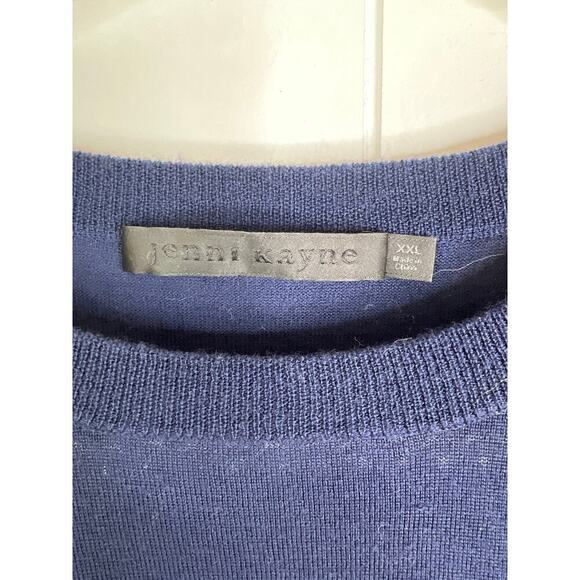 Jenni Kayne Navy Blue 100% Merino Wool Fine Knit Crew Neck Sweater Size XXL - Picture 3 of 6